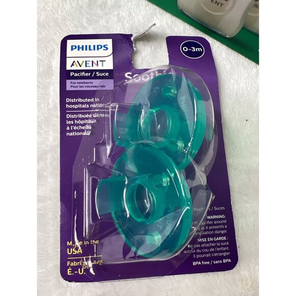 Avent Natural Baby 3 Glass Bottles Breastfeeding 0m+ Colic & Soother Pacifiers - Picture 2 of 4